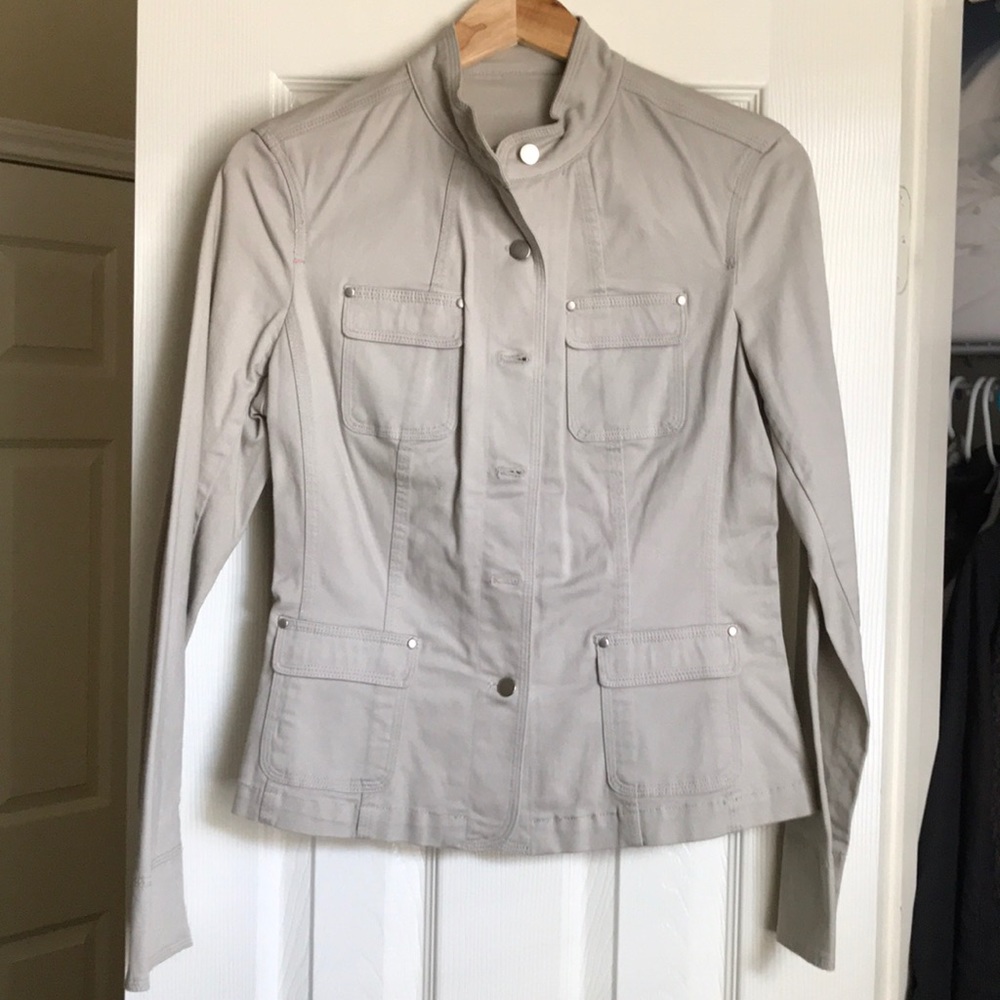 Jacket! Light khaki with pink stitching!